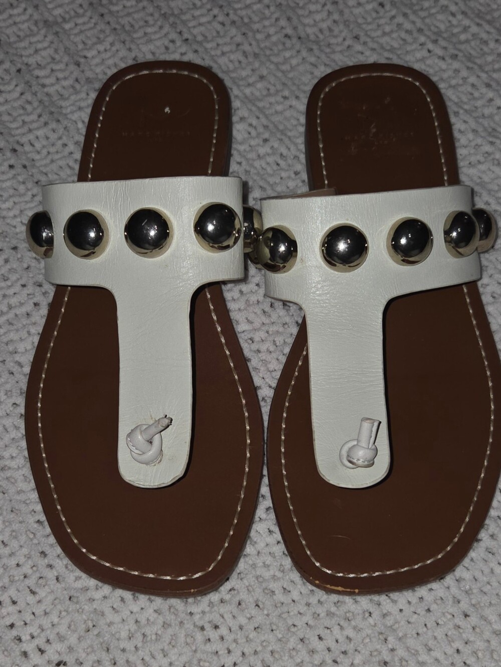 Marc Fisher Festas White Leather Sandal Size 9